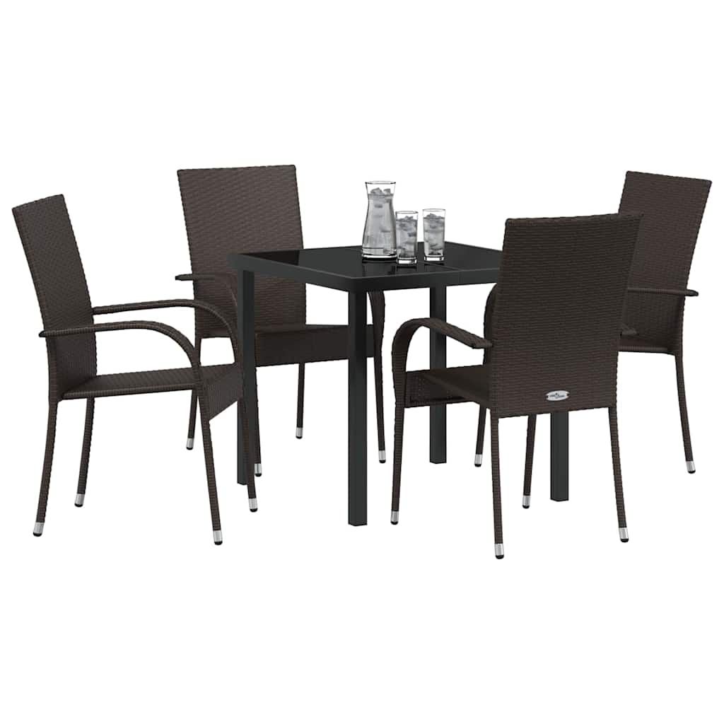 Have Spisebordssæt 5 pcs Brun Poly rattan
