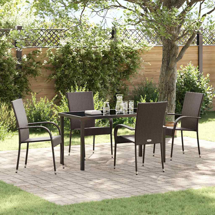 Have Spisebordssæt 5 pcs Brun Poly rattan
