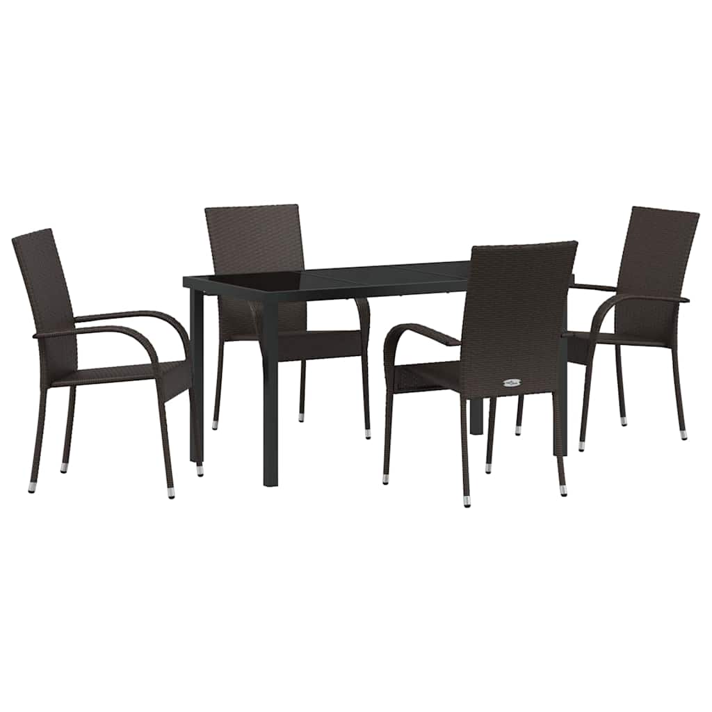 Have Spisebordssæt 5 pcs Brun Poly rattan