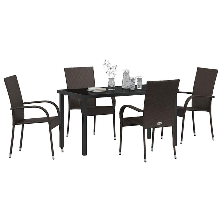 Have Spisebordssæt 5 pcs Brun Poly rattan