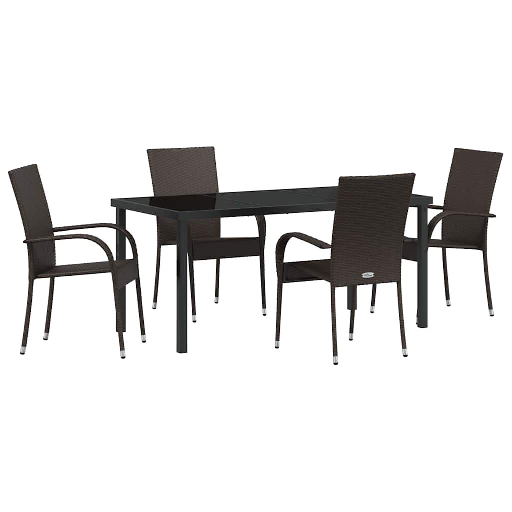 Have Spisebordssæt 5 pcs Brun Poly rattan