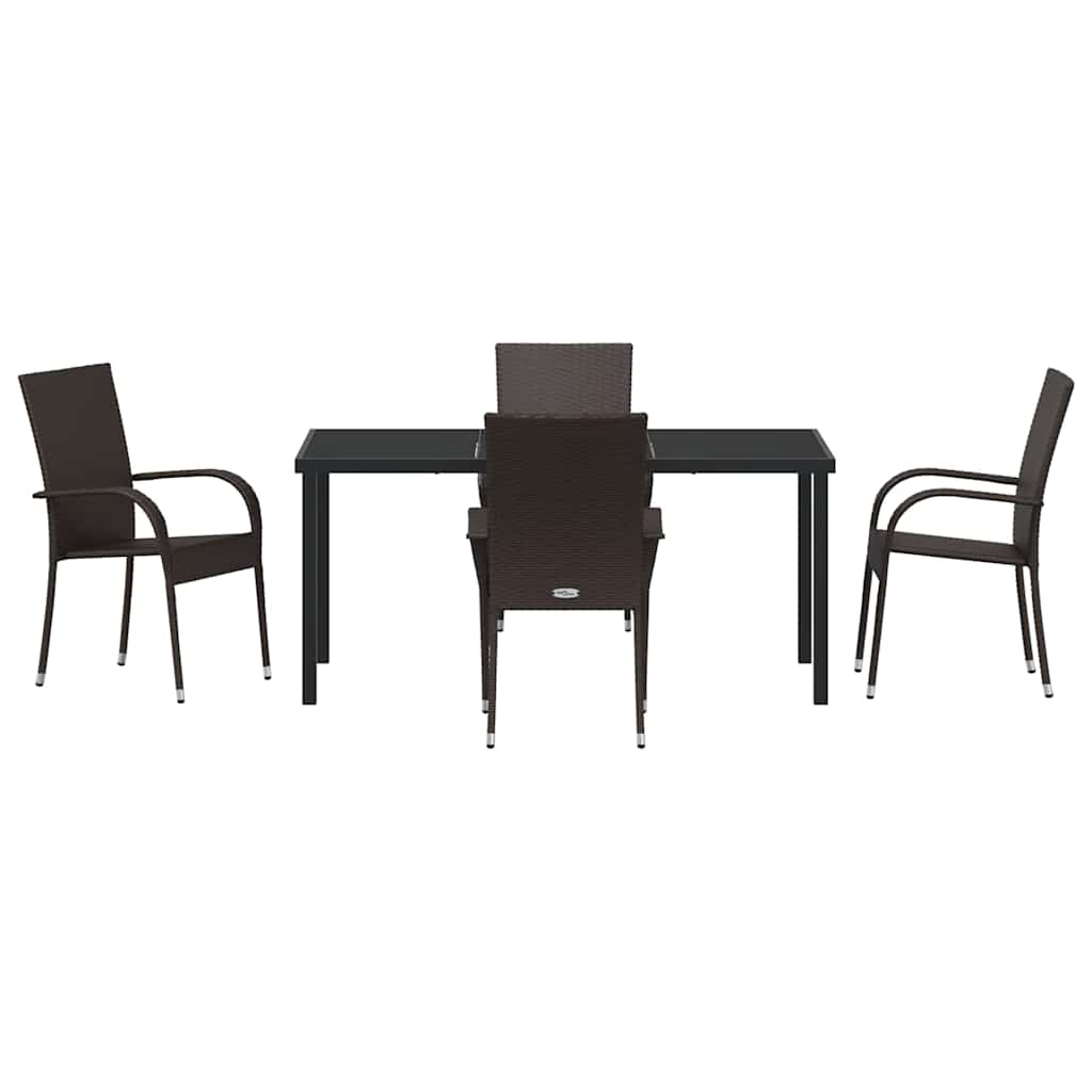 Have Spisebordssæt 5 pcs Brun Poly rattan