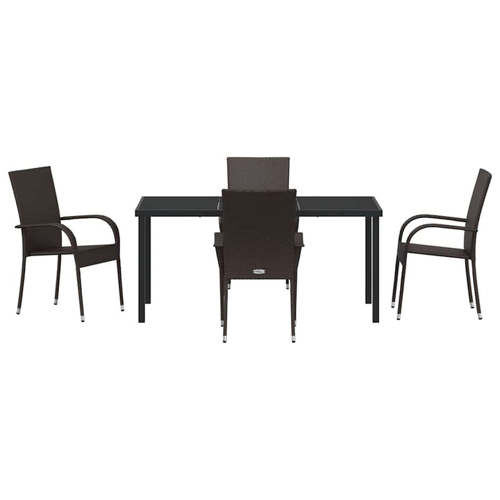 Have Spisebordssæt 5 pcs Brun Poly rattan