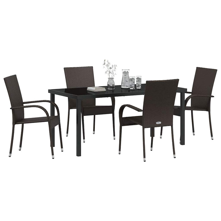 Have Spisebordssæt 5 pcs Brun Poly rattan