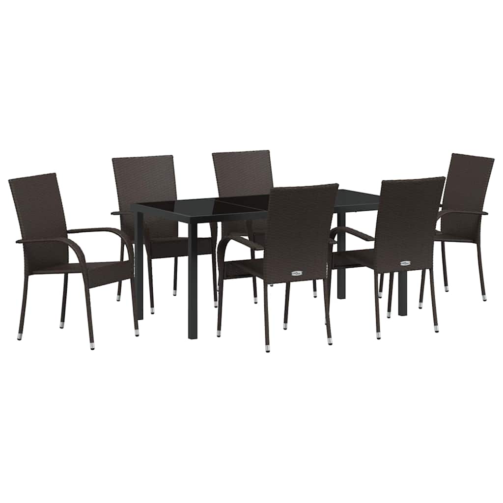 Have Spisebordssæt 7 pcs Brun Poly rattan