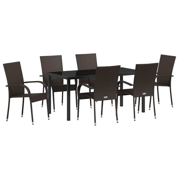 Have Spisebordssæt 7 pcs Brun Poly rattan