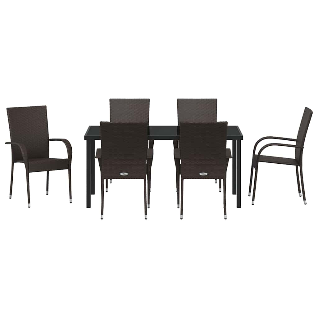 Have Spisebordssæt 7 pcs Brun Poly rattan