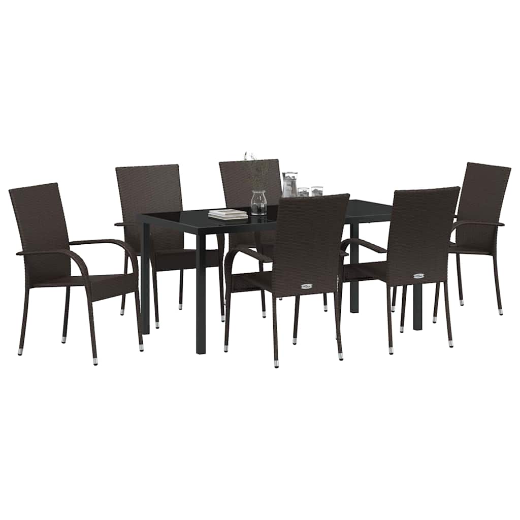 Have Spisebordssæt 7 pcs Brun Poly rattan