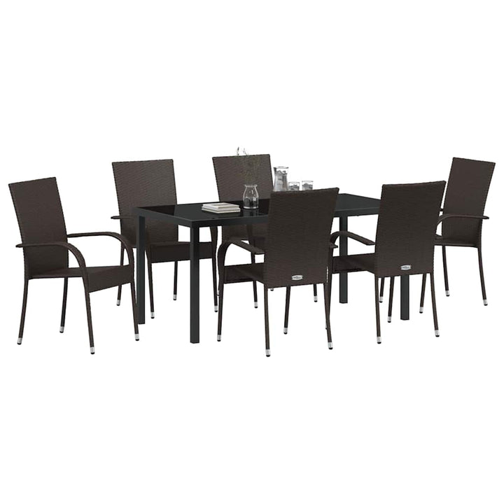 Have Spisebordssæt 7 pcs Brun Poly rattan