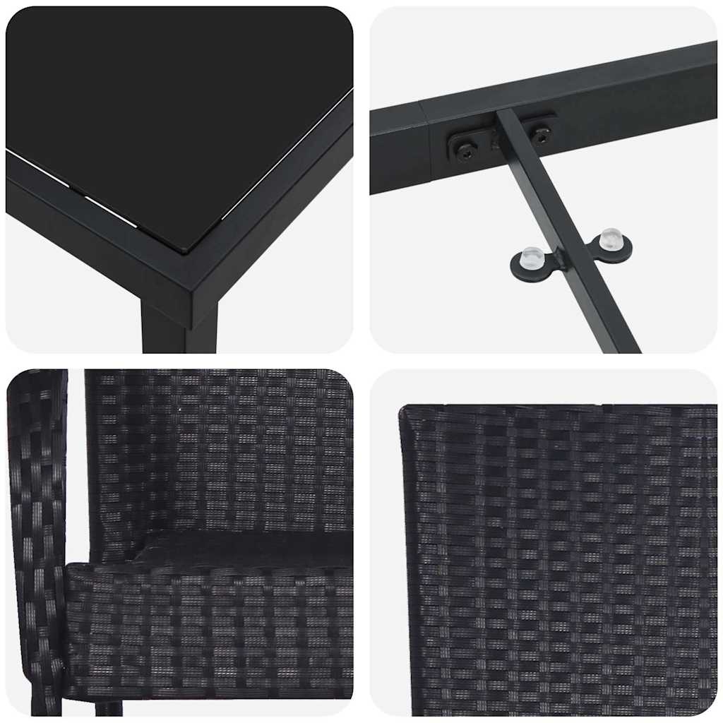 Have Spisebordssæt 3 pcs Sort Poly rattan