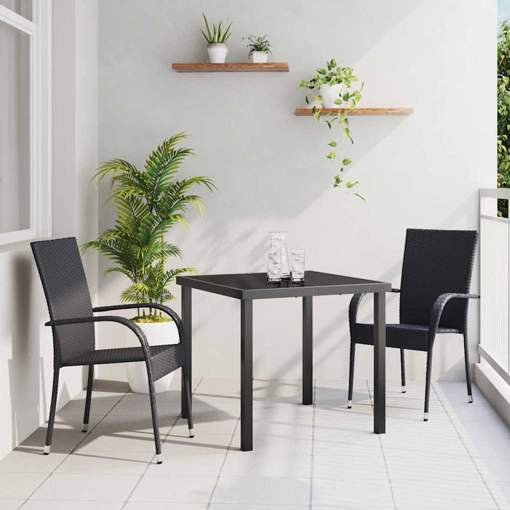 Have Spisebordssæt 3 pcs Sort Poly rattan