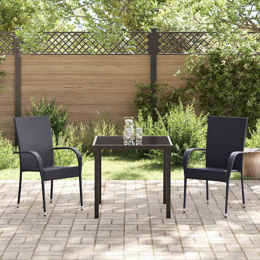 Have Spisebordssæt 3 pcs Sort Poly rattan