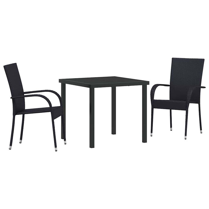 Have Spisebordssæt 3 pcs Sort Poly rattan