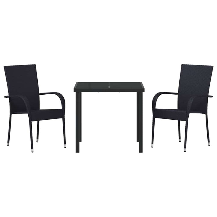 Have Spisebordssæt 3 pcs Sort Poly rattan
