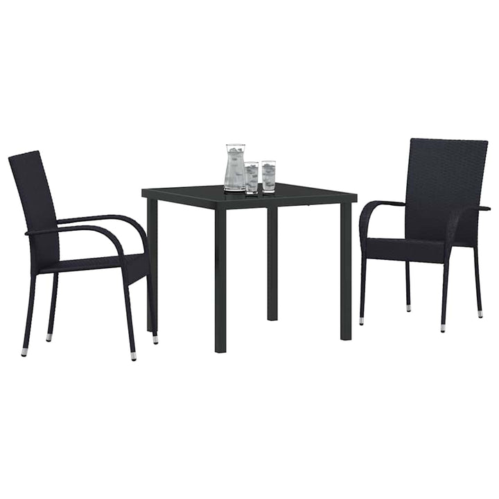 Have Spisebordssæt 3 pcs Sort Poly rattan