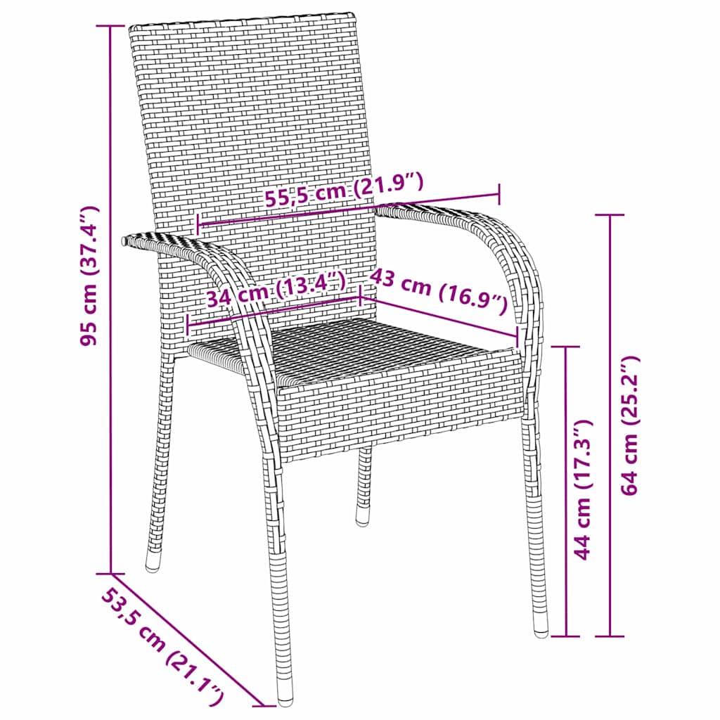 Have Spisebordssæt 3 pcs Sort Poly rattan