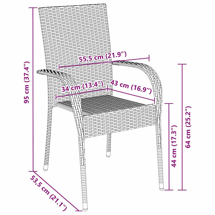 Have Spisebordssæt 3 pcs Sort Poly rattan