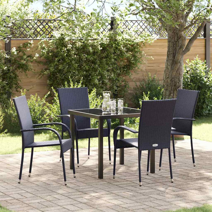 Have Spisebordssæt 5 pcs Sort Poly rattan