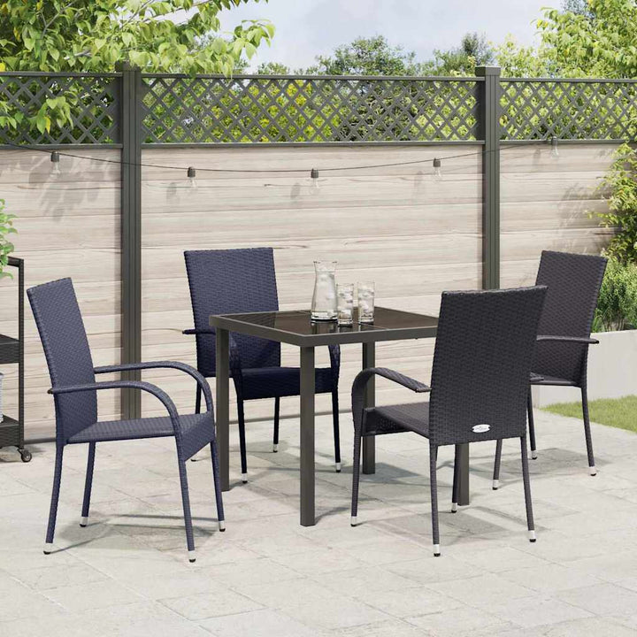 Have Spisebordssæt 5 pcs Sort Poly rattan