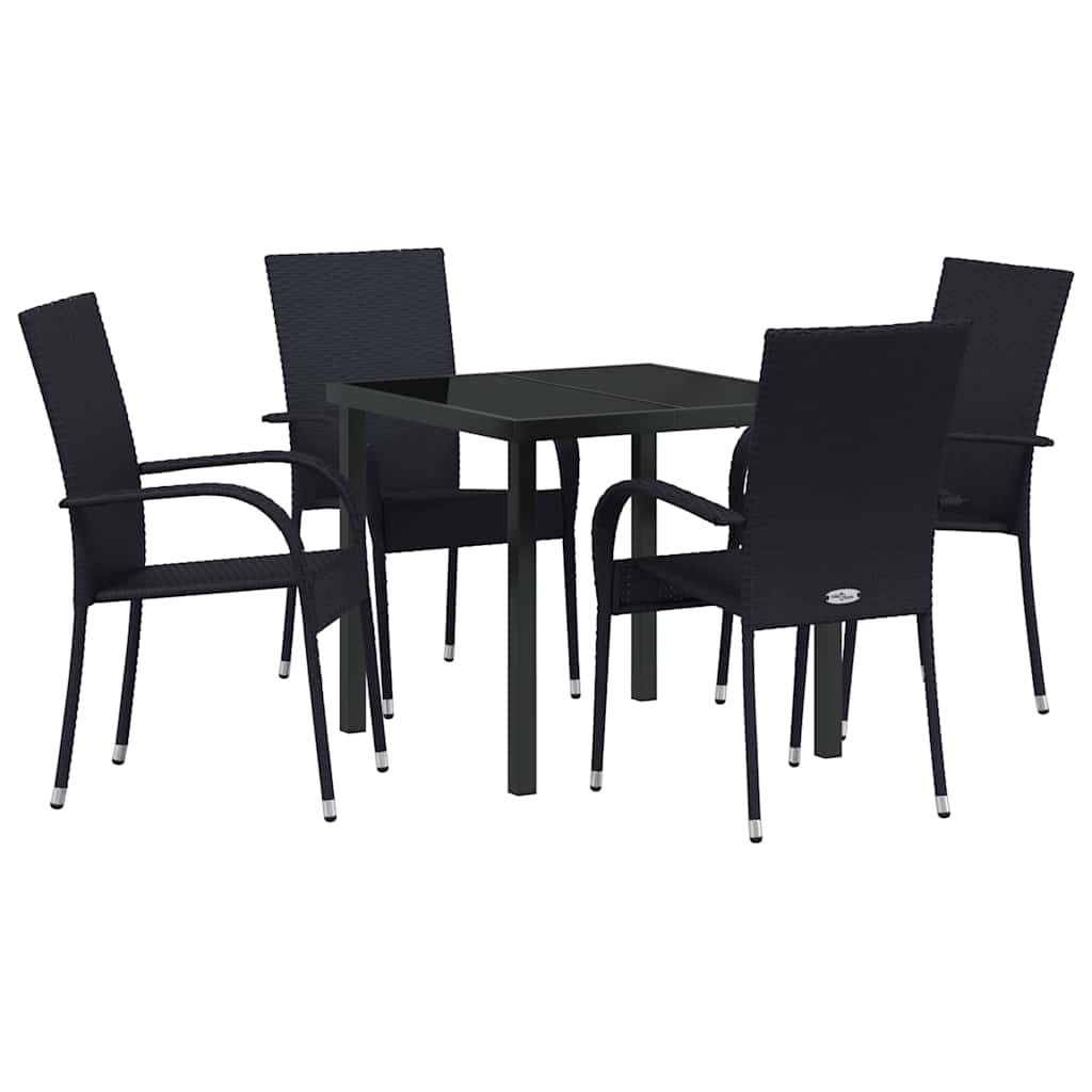 Have Spisebordssæt 5 pcs Sort Poly rattan