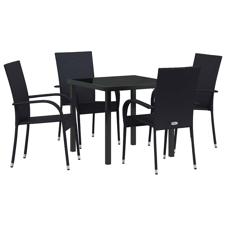 Have Spisebordssæt 5 pcs Sort Poly rattan