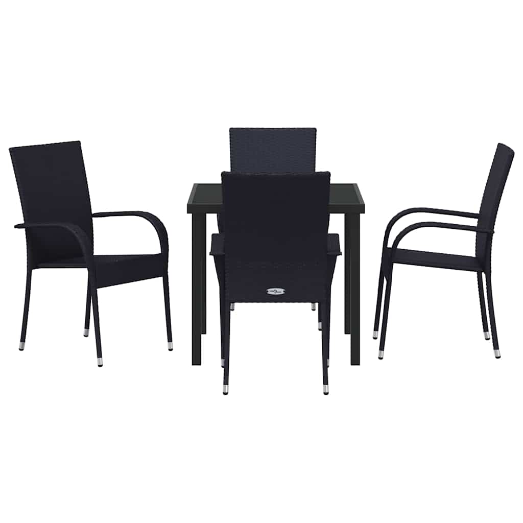 Have Spisebordssæt 5 pcs Sort Poly rattan