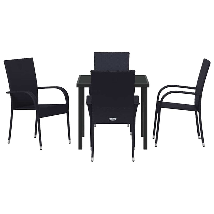 Have Spisebordssæt 5 pcs Sort Poly rattan