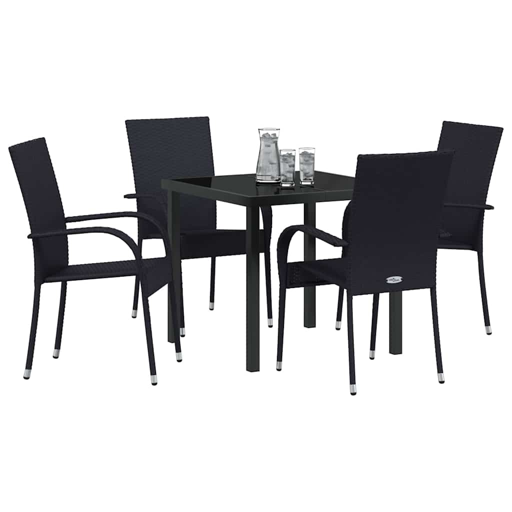 Have Spisebordssæt 5 pcs Sort Poly rattan