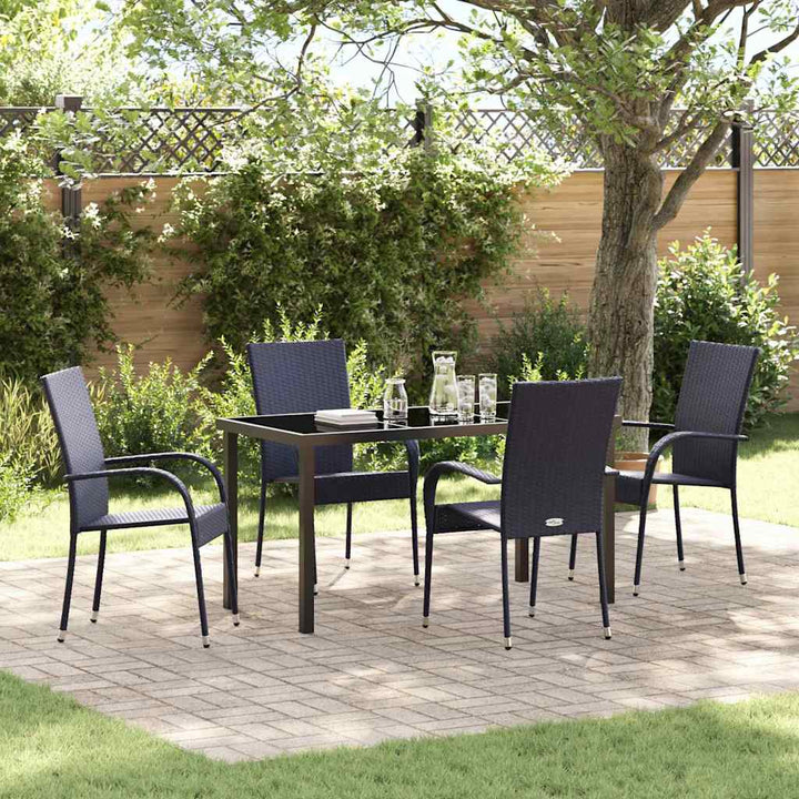 Have Spisebordssæt 5 pcs Sort Poly rattan