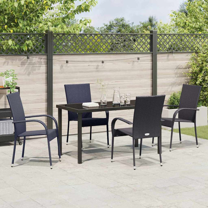 Have Spisebordssæt 5 pcs Sort Poly rattan