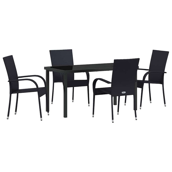 Have Spisebordssæt 5 pcs Sort Poly rattan