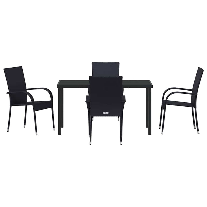 Have Spisebordssæt 5 pcs Sort Poly rattan