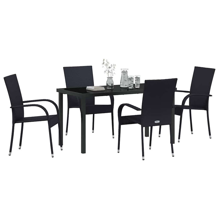 Have Spisebordssæt 5 pcs Sort Poly rattan