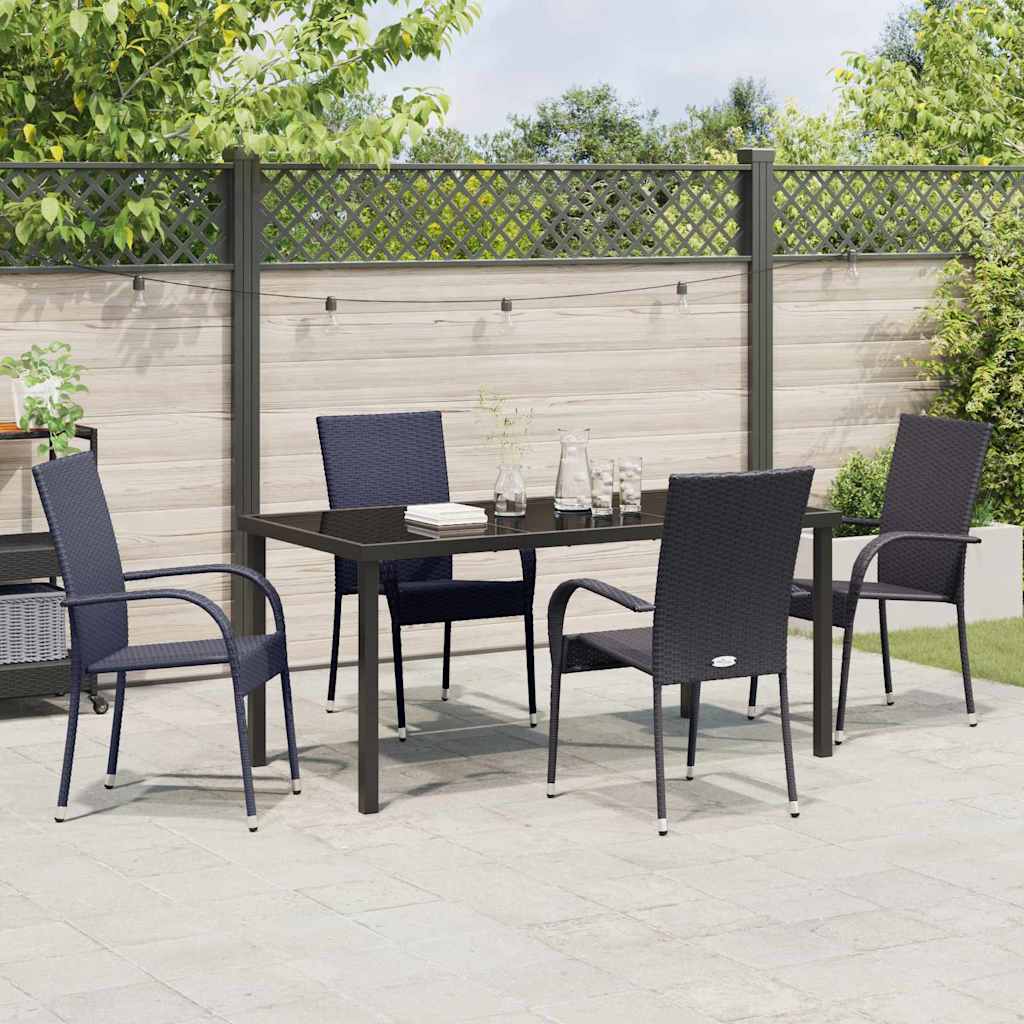 Have Spisebordssæt 5 pcs Sort Poly rattan