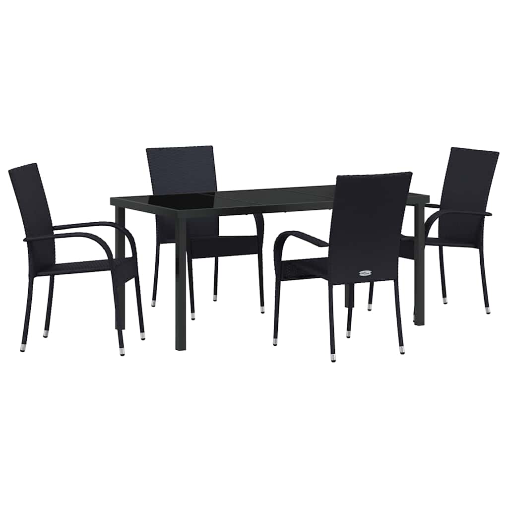 Have Spisebordssæt 5 pcs Sort Poly rattan