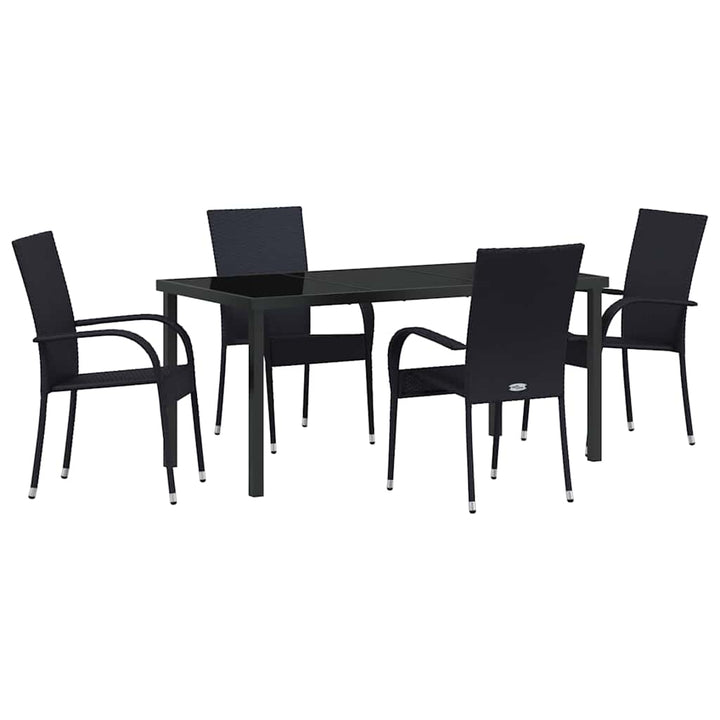 Have Spisebordssæt 5 pcs Sort Poly rattan