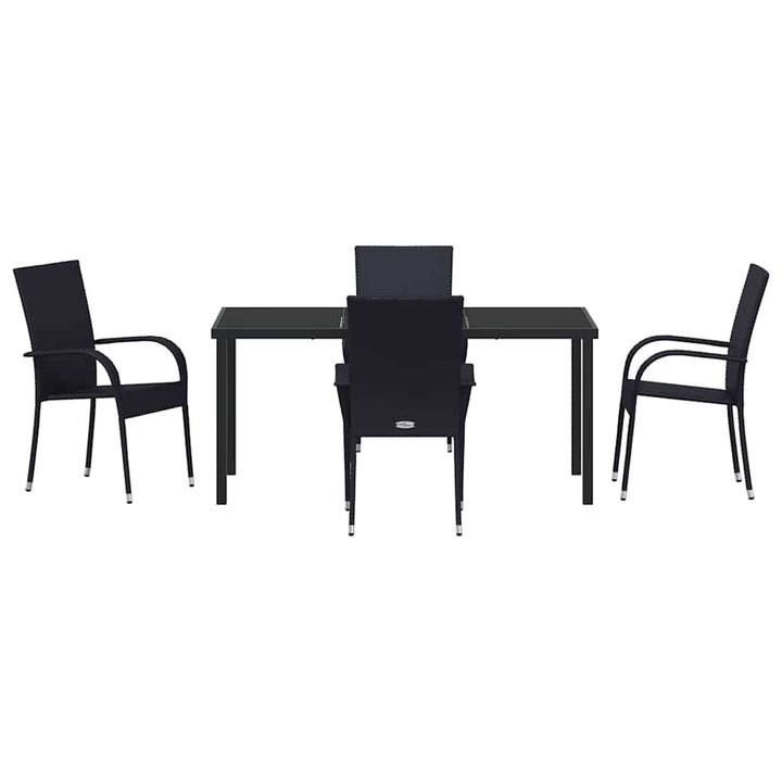 Have Spisebordssæt 5 pcs Sort Poly rattan
