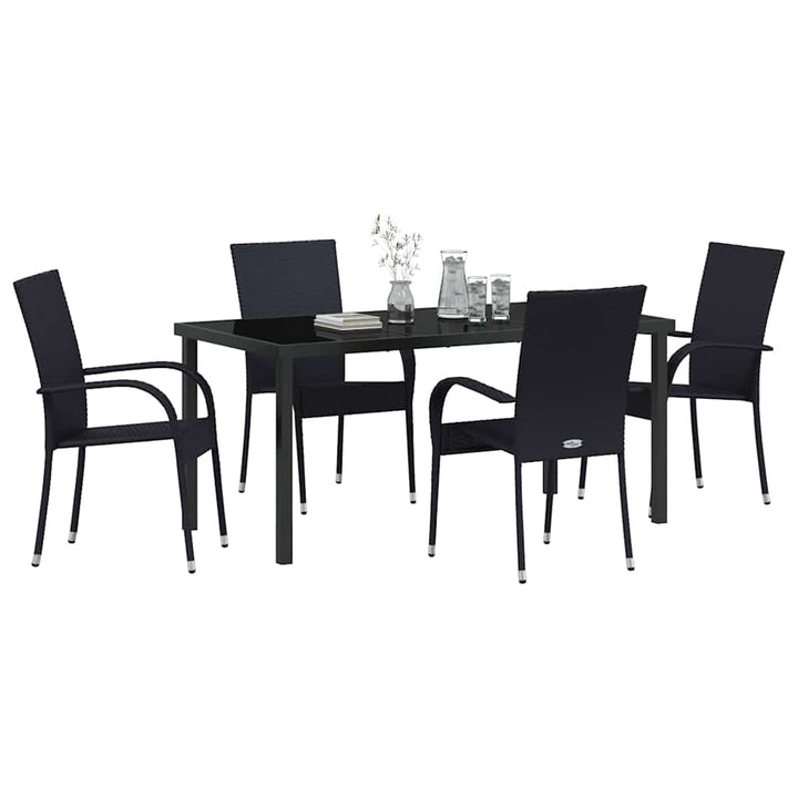 Have Spisebordssæt 5 pcs Sort Poly rattan