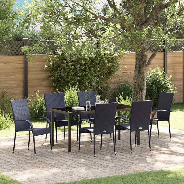 Have Spisebordssæt 7 pcs Sort Poly rattan