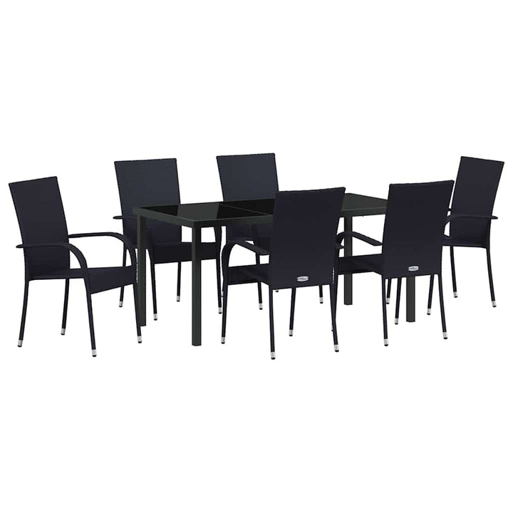 Have Spisebordssæt 7 pcs Sort Poly rattan
