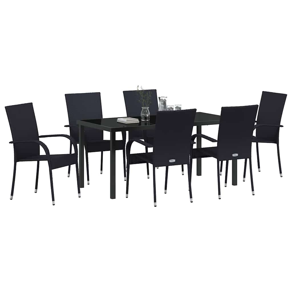 Have Spisebordssæt 7 pcs Sort Poly rattan