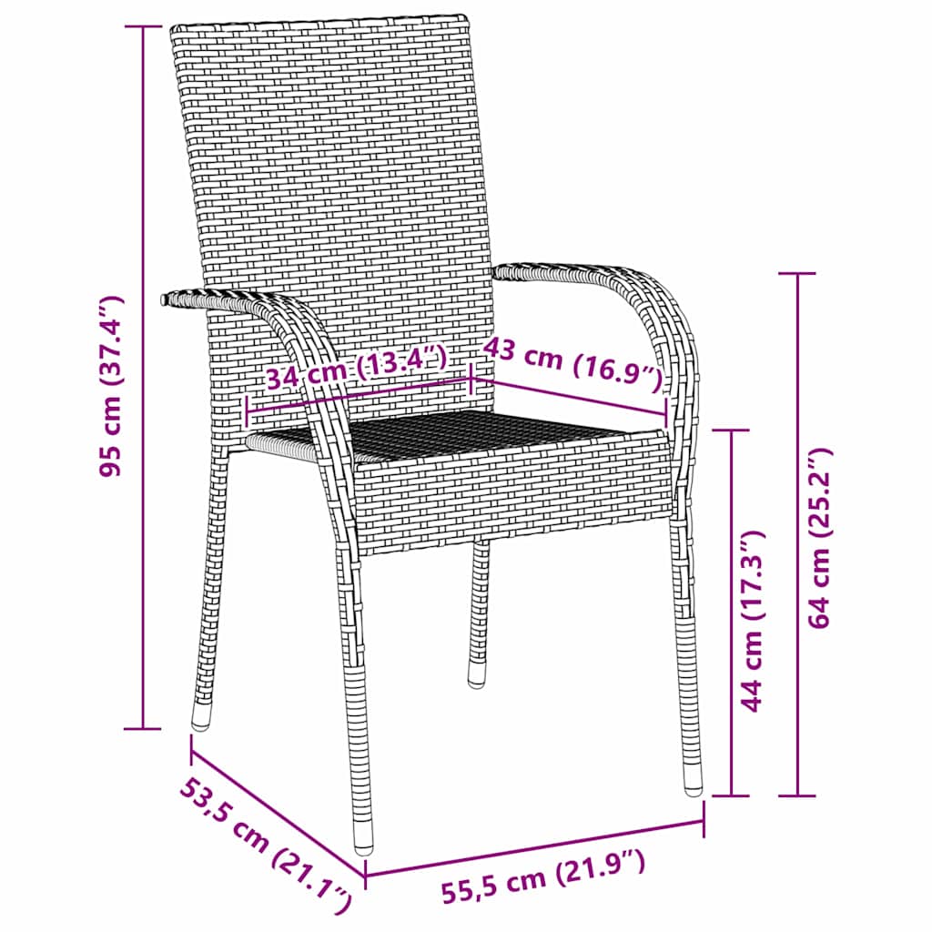 Have Spisebordssæt 7 pcs Sort Poly rattan