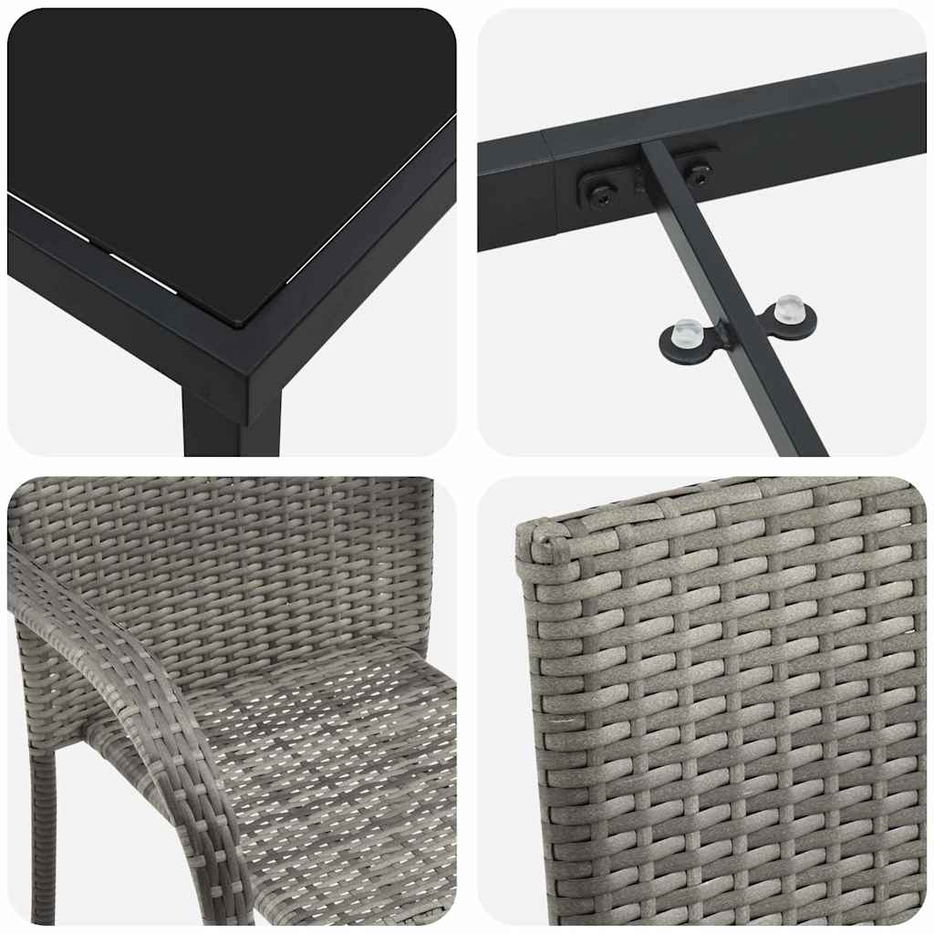 Have Spisebordssæt 3 pcs Grå Poly rattan