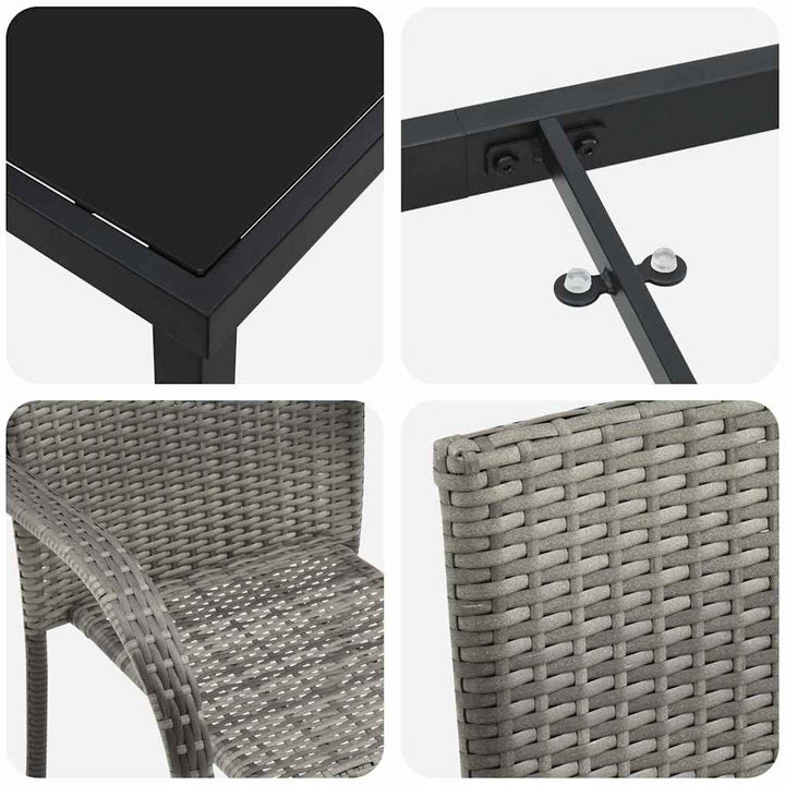 Have Spisebordssæt 3 pcs Grå Poly rattan