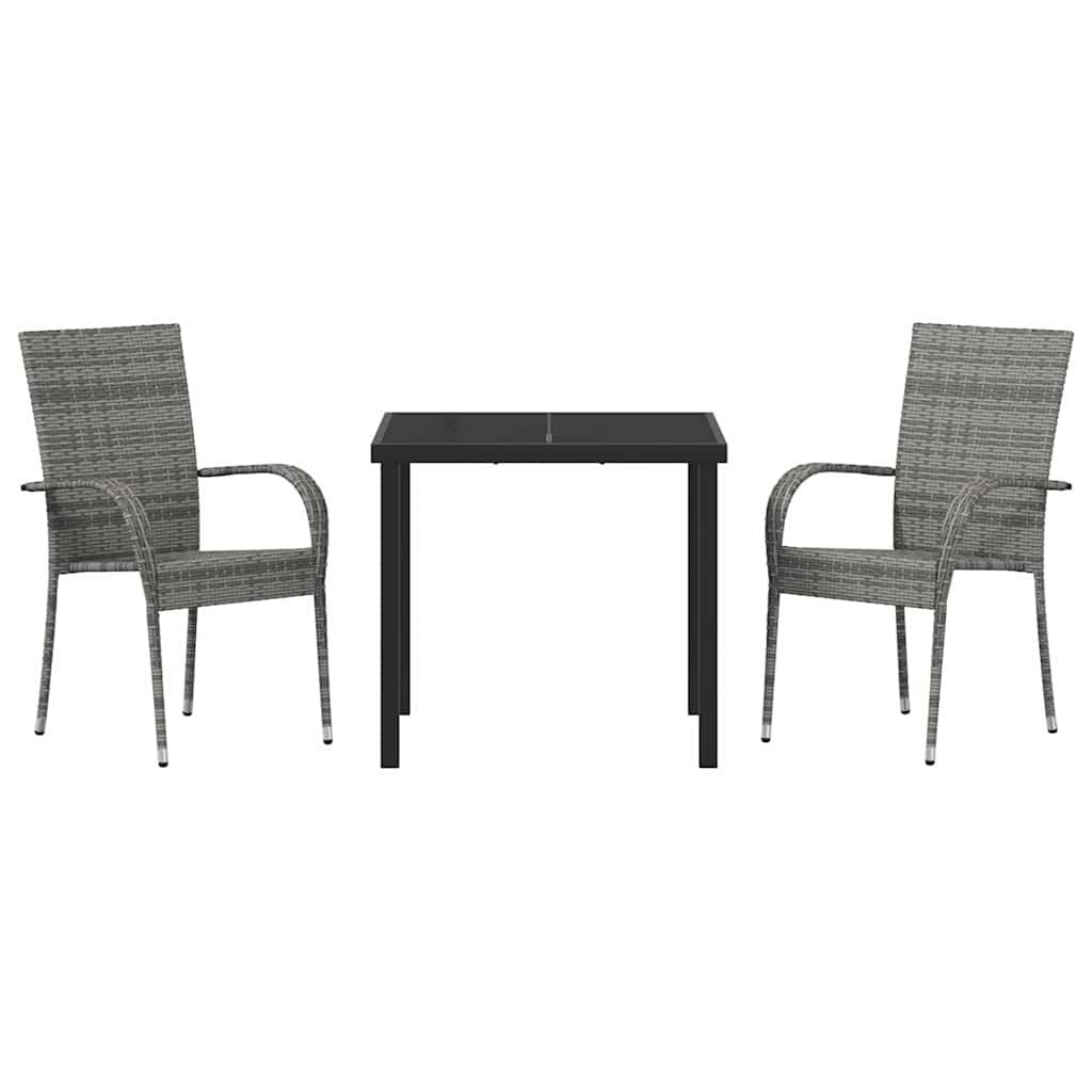 Have Spisebordssæt 3 pcs Grå Poly rattan