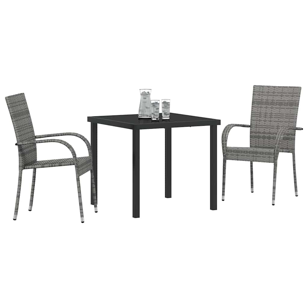 Have Spisebordssæt 3 pcs Grå Poly rattan