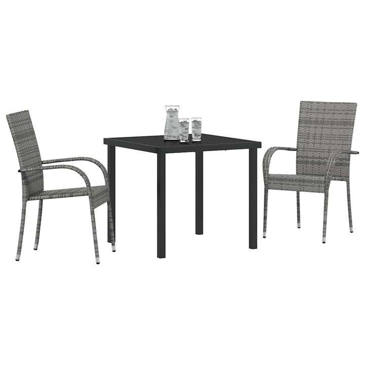 Have Spisebordssæt 3 pcs Grå Poly rattan