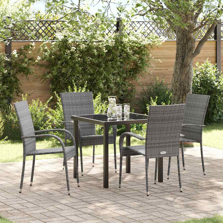 Have Spisebordssæt 5 pcs Grå Poly rattan