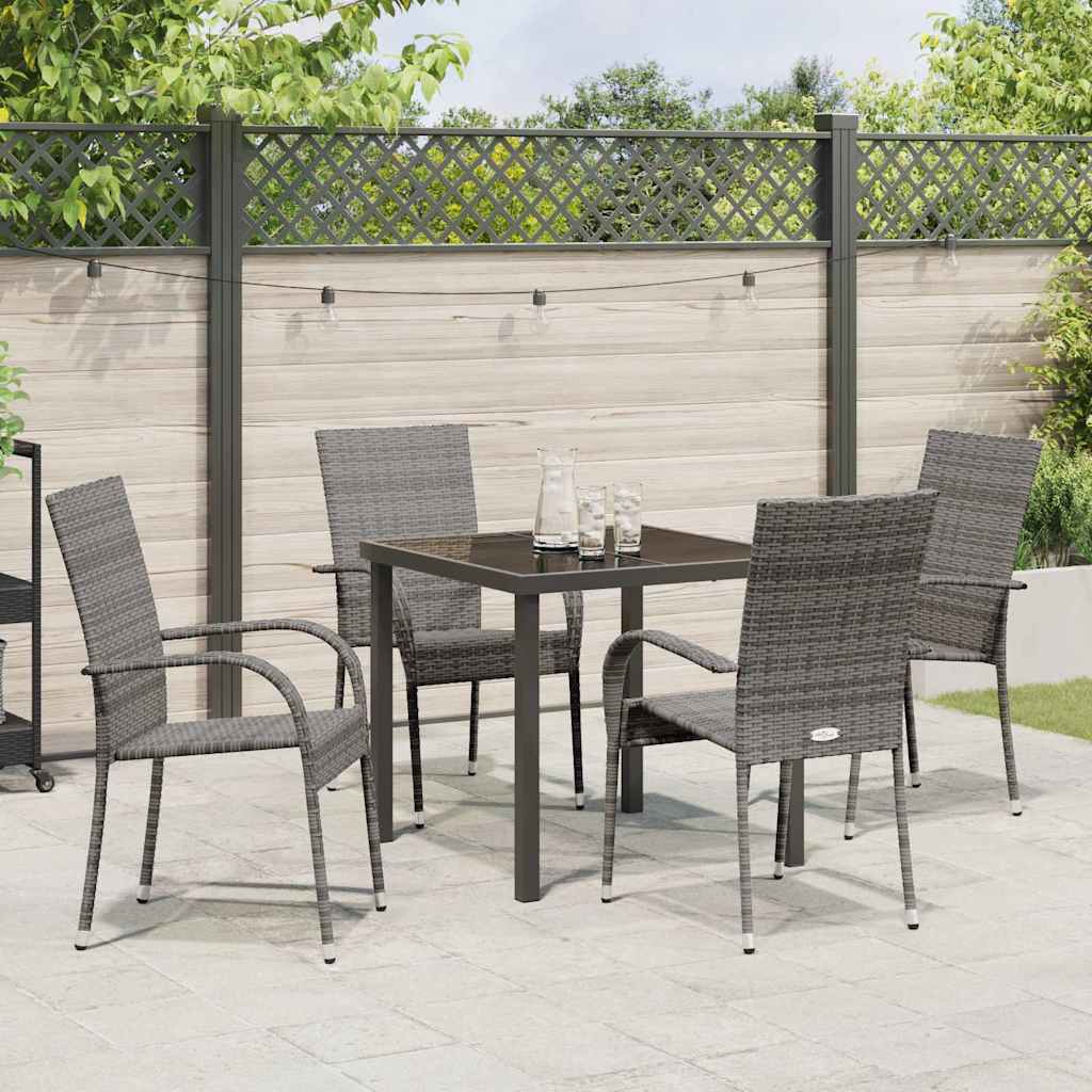 Have Spisebordssæt 5 pcs Grå Poly rattan