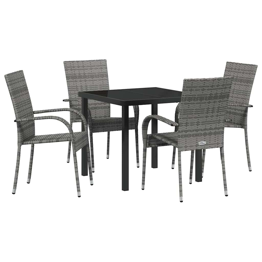 Have Spisebordssæt 5 pcs Grå Poly rattan